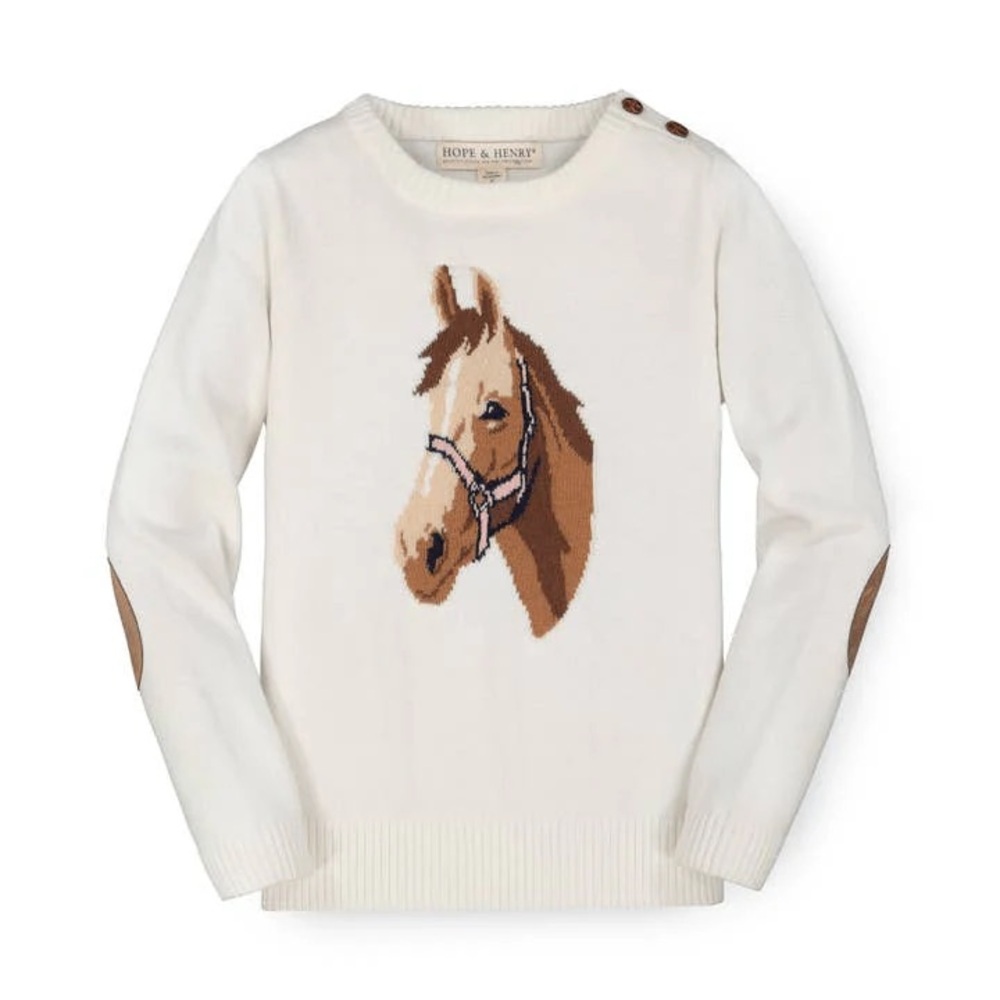 Hope & Henry Junior Horse Intarsia Pullover Sweater
